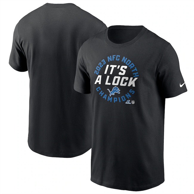 Men's Detroit Lions Black 2023 NFC West Champions T-Shirt Men's Detroit Lions Black 2023 NFC West Champions T-Shirt